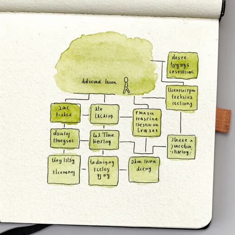 Decision tree beside a human-figure decision-maker icon suggesting triage and classification