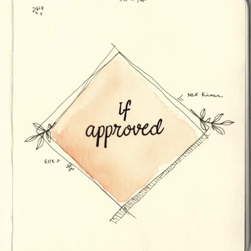 Large hand-drawn diamond containing the words If approved with two branches
