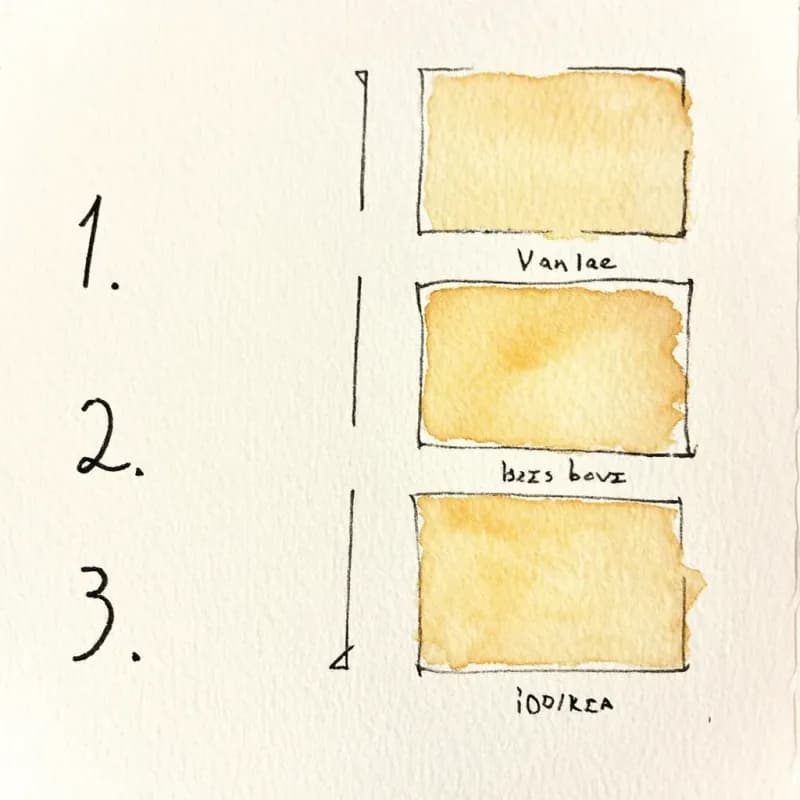 Numbered list 1, 2, 3 on left and three connected rectangles flowing down on right