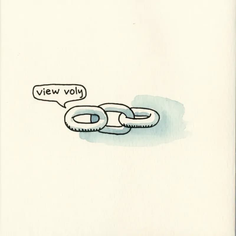 Single pen-drawn chain-link icon with a view-only sticky-note label beside it