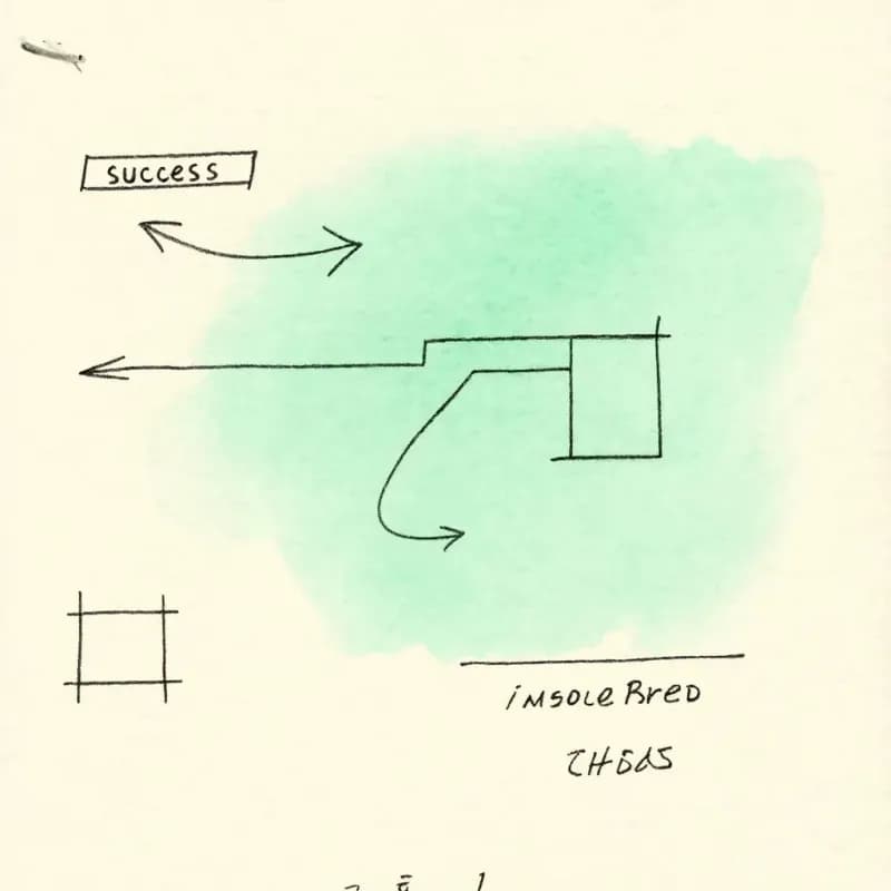 Two rectangles connected by an arrow with the label success floating above it