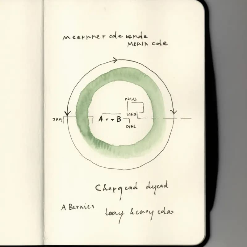 Circular round-trip loop with Mermaid code on one half and a rendered flowchart on the other
