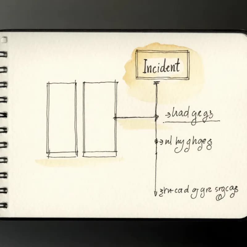 Main horizontal flow of three rectangles with a dashed exception arrow to an Incident rectangle