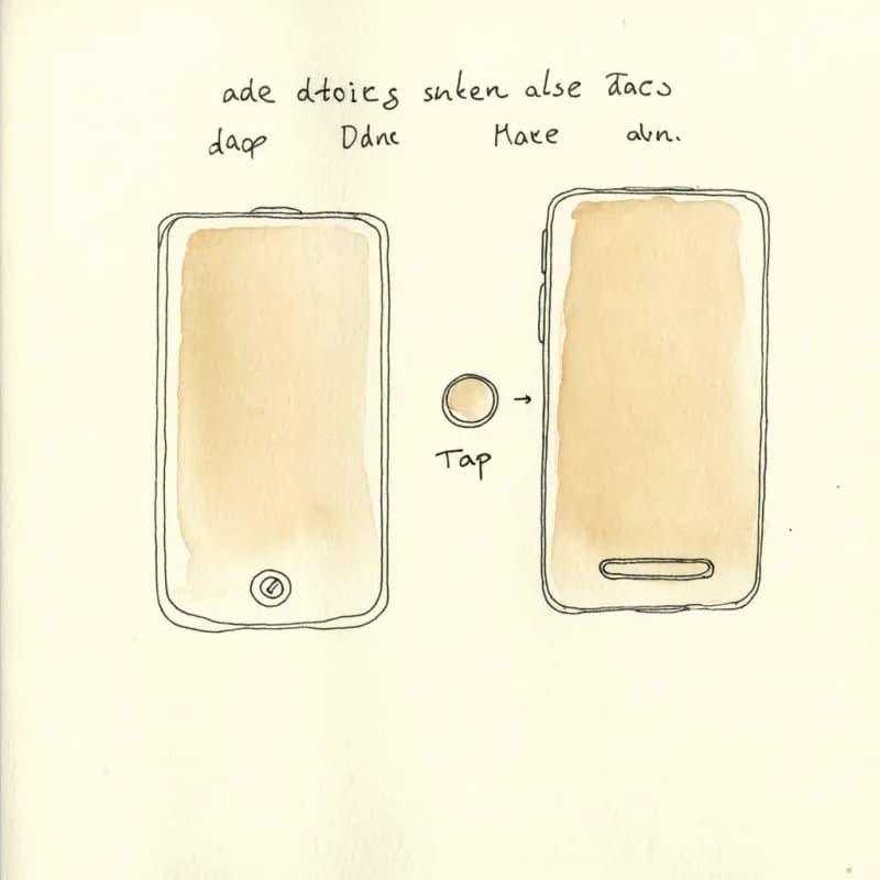 Two phone-shaped rectangles with a small tap-action button labelled Tap between them