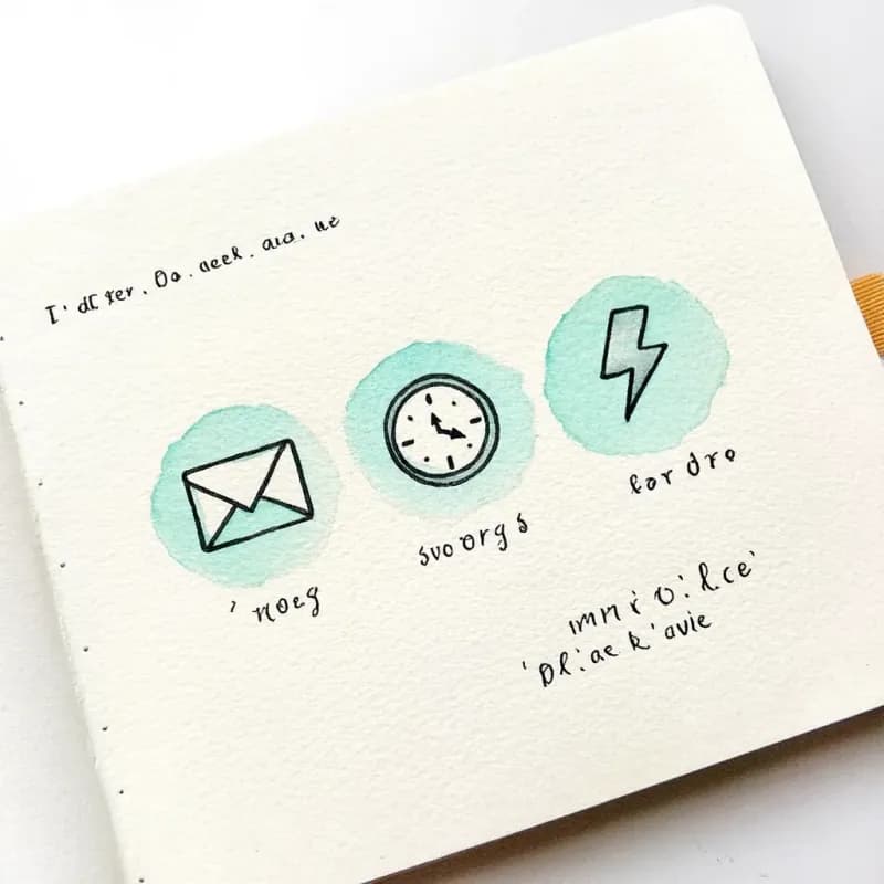 Three event circles in a row: start, intermediate, end, with envelope, clock, lightning icons