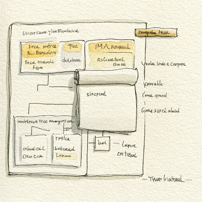 BPMN diagram on left and an XML code scroll faintly crossed out on right