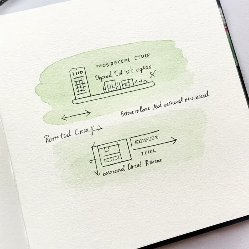 Round-trip cycle between a spreadsheet icon and a flowchart icon, both pointing at each other