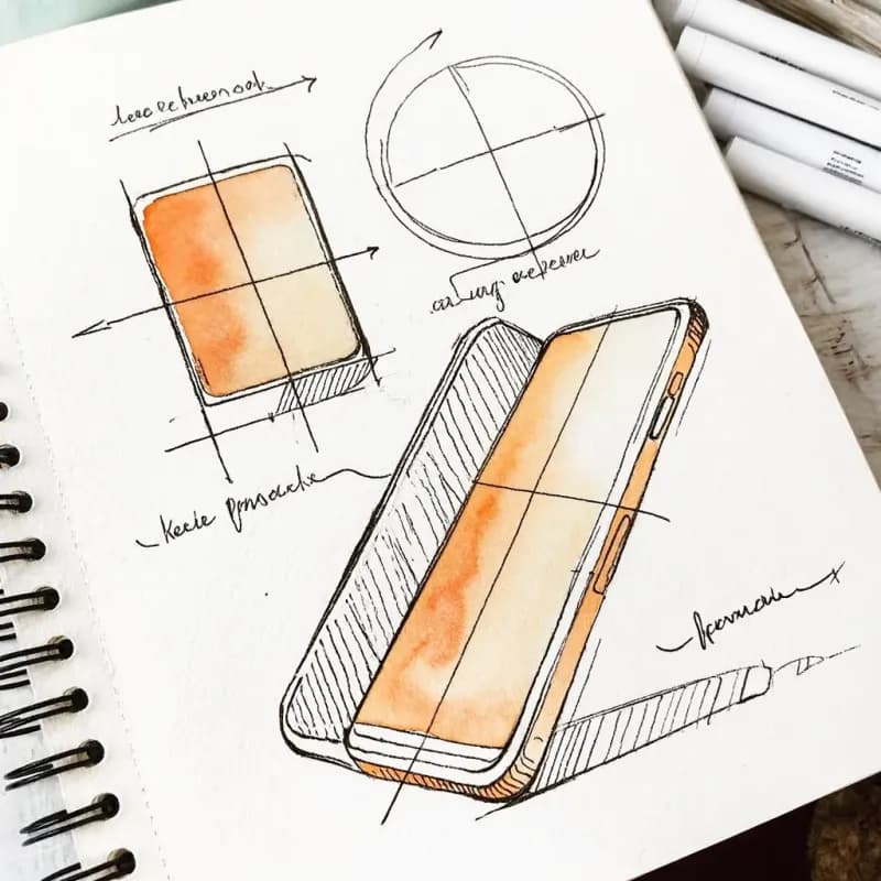 Mixed diagram with a rectangle, circle, and phone-shape coexisting on one canvas