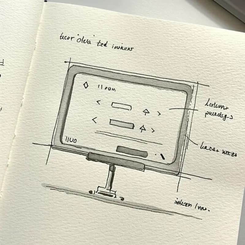 Quick whiteboard sketch with a clock icon suggesting fast-over-rigorous workflow