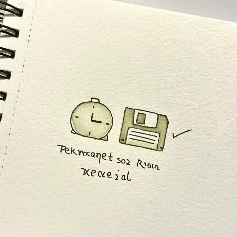 Clock icon next to a floppy-disk icon with a check mark suggesting auto-save
