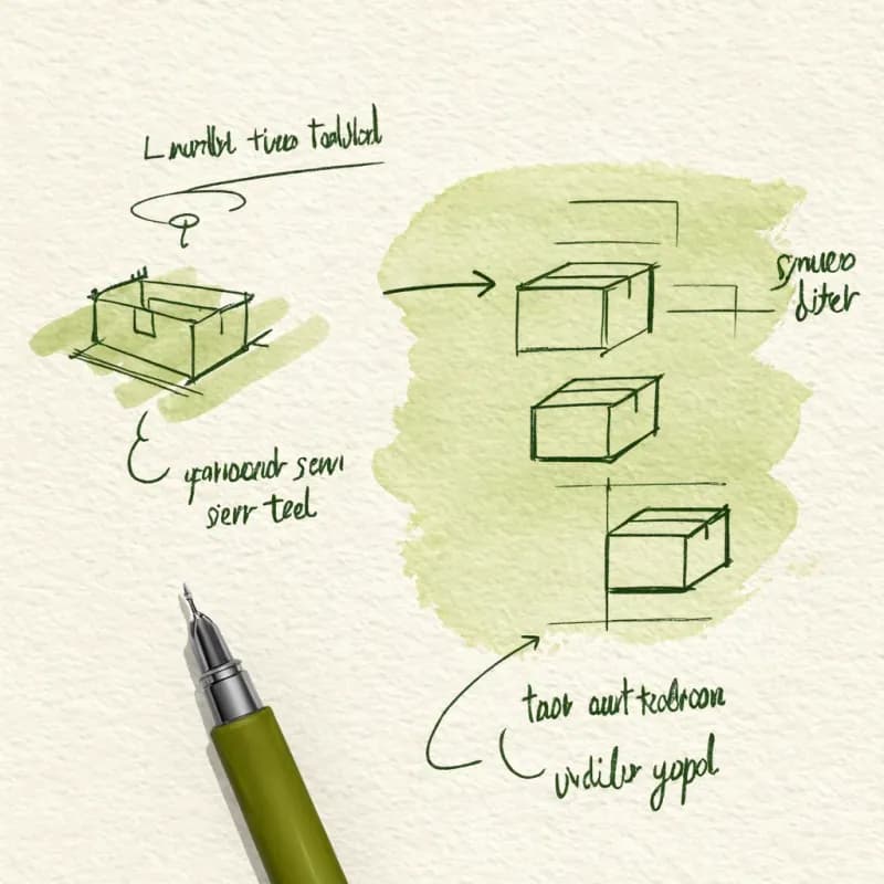 Messy hand-drawn sketch on the left transforming into a clean flowchart on the right