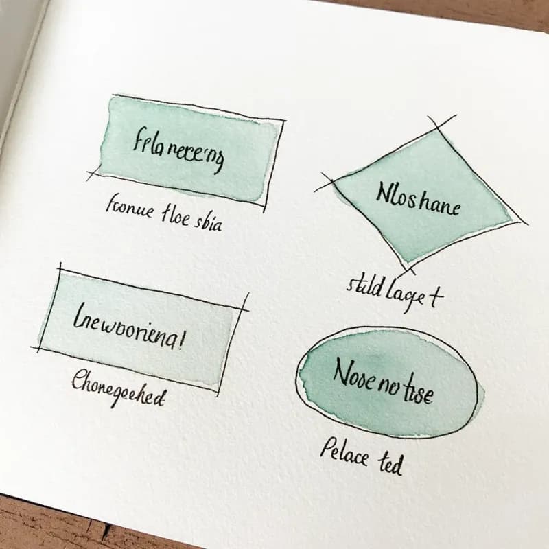 Four classic NIST flowchart shapes in a row: rectangle, diamond, parallelogram, oval
