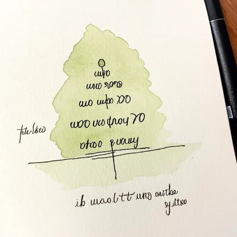Small pen-drawn binary tree with three levels of circular nodes