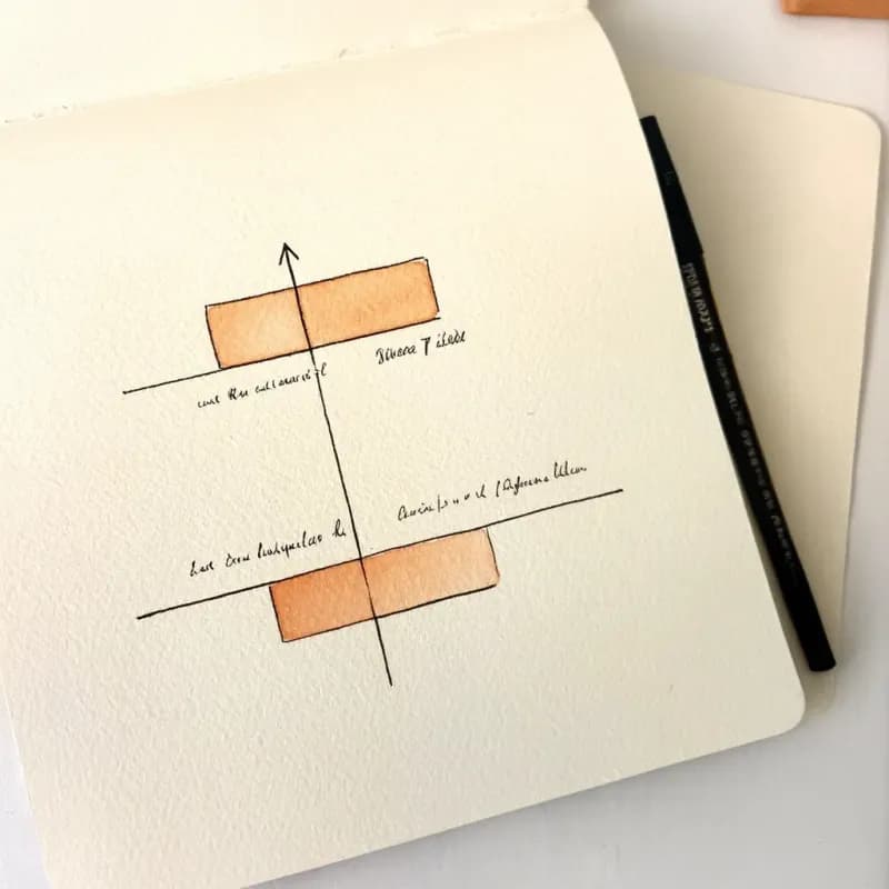 Two horizontal lanes with an arrow crossing the lane boundary connecting two rectangles
