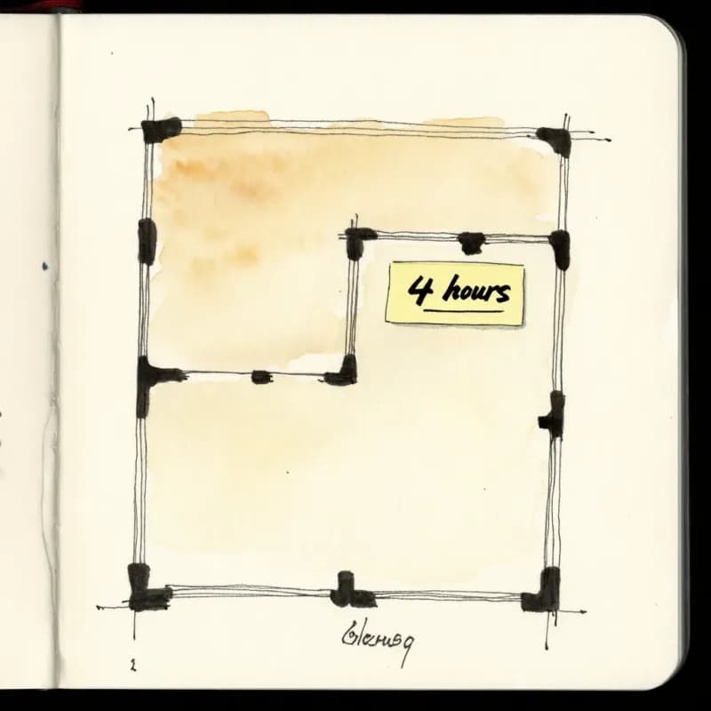 Rectangle inside a swimlane with a sticky-note label attached reading 4 hours