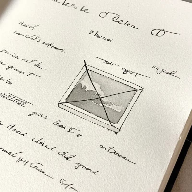 Document with an embedded image-frame faintly crossed out while surrounding text remains